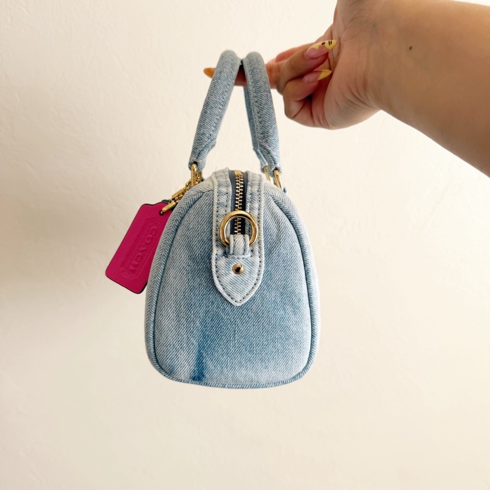 Coach Mini Rowan Crossbody Bag In Loved Denim With Charms - Picture 4 of 7